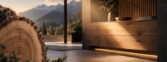 Zimmer mit Holzeinrichtung